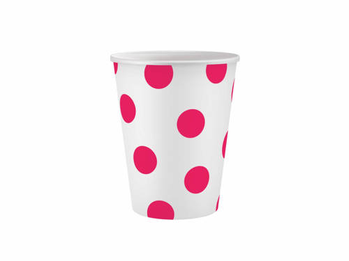 Magenta Dots Paper Cups - 250 ml - 6 pcs