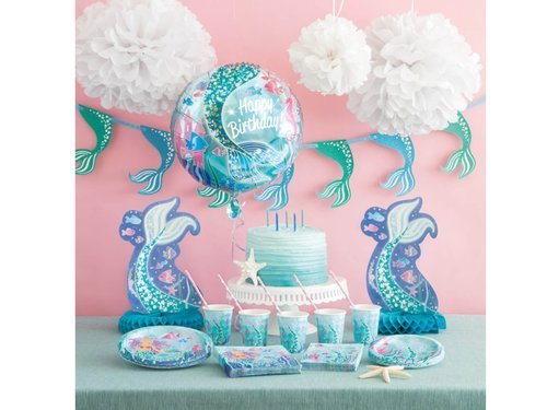 Mermaid Happy Birthday Round Foil Balloon - 46 cm - 1 pc