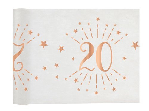 Metallic 20th birthday table runner rose gold - 30 x 500 cm - 1 pc