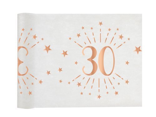 Metallic 30th birthday table runner rose gold - 30 x 500 cm - 1 pc