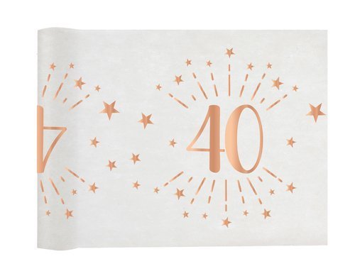 Metallic 40th birthday table runner rose gold - 30 x 500 cm - 1 pc