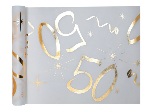 Metallic 50th birthday table runner