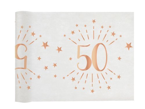 Metallic 50th birthday table runner rose gold - 30 x 500 cm - 1 pc