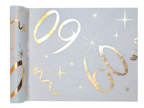 Metallic 60th birthday table runner