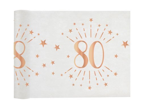 Metallic 80th birthday table runner rose gold - 30 x 500 cm - 1 pc