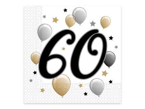 Milestone 60th Luncheon Napkins 33cm - 20 pcs