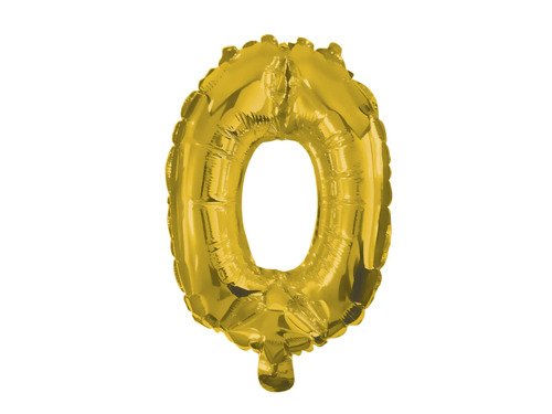 Mini Shape Number 0 Gold Foil Balloon - 33 cm - 1 pc