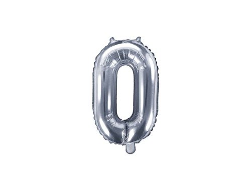 Mini Shape Number 0 Silver Foil Balloon - 35 cm - 1 pc