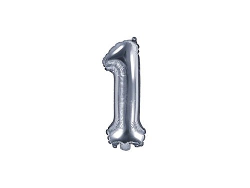 Mini Shape Number 1 Silver Foil Balloon - 35 cm - 1 pc