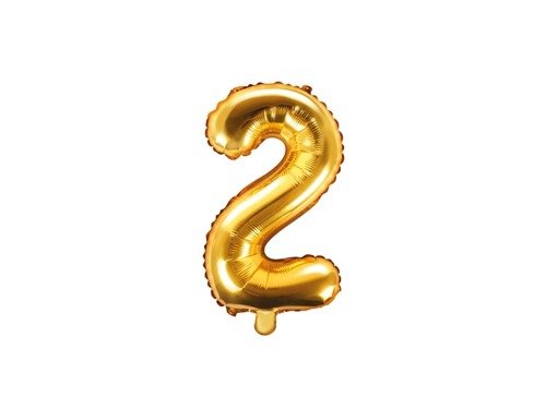 Mini Shape Number 2 Gold Foil Balloon - 35 cm - 1 pc