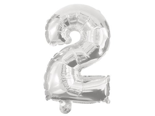 Mini Shape Number 2 Silver Foil Balloon - cm - 1 pc