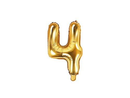 Mini Shape Number 4 Gold Foil Balloon - 35 cm - 1 pc