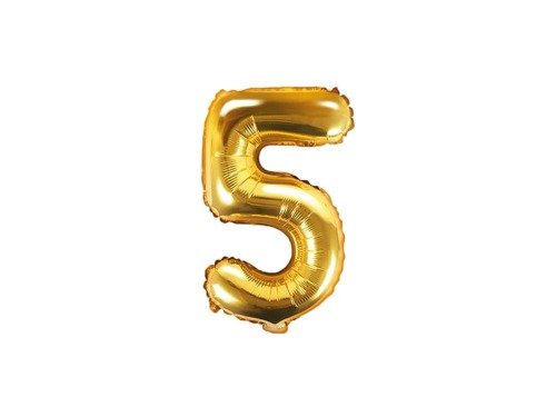 Mini Shape Number 5 Gold Foil Balloon - 35 cm - 1 pc