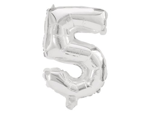 Mini Shape Number 5 Silver Foil Balloon - 30 cm - 1 pc