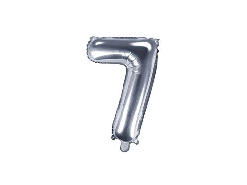 Mini Shape Number 7 Silver Foil Balloon - 35 cm - 1 pc