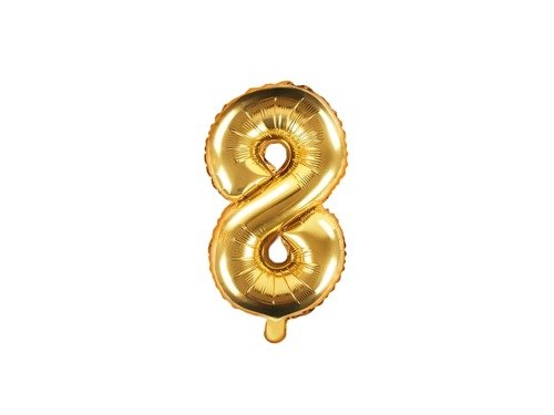 Mini Shape Number 8 Gold Foil Balloon - 35 cm - 1 pc