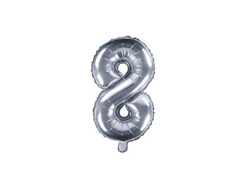 Mini Shape Number 8 Silver Foil Balloon - 35 cm - 1 pc