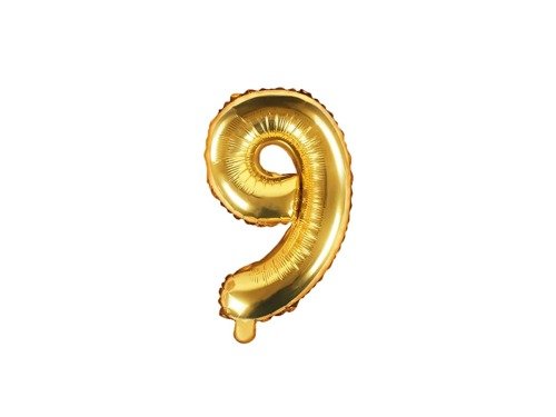 Mini Shape Number 9 Gold Foil Balloon - 35 cm - 1 pc