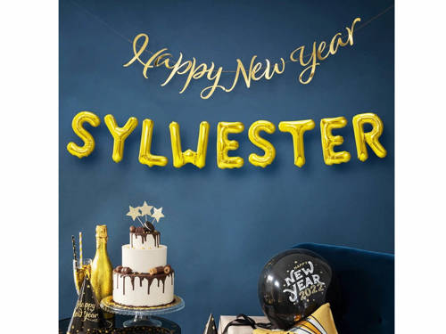 Mini Shape Sylwester Gold Foil Balloon - 40 cm - 9 pcs