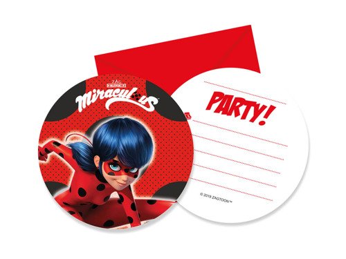 Miraculous Invitatons & Envelopes - 6 pcs