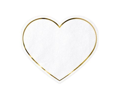 Napkins Hearts, white - 20 pcs