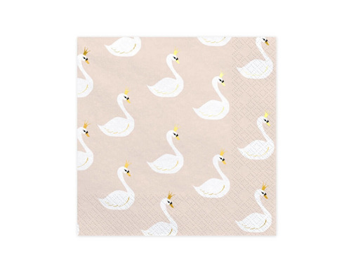 Napkins Lovely Swan, pink - 33 x 33 cm - 20 pcs