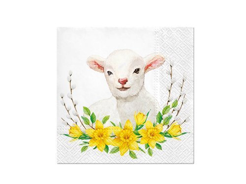 Napkins Pastel Lamb with Wreath - 33 cm - 20 pcs