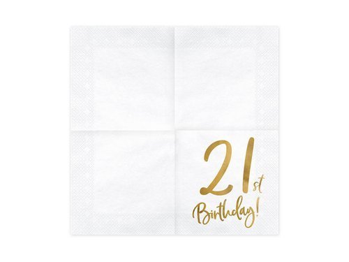 Napkins with the number 21 for birthday - 33 cm - 20 pcs.