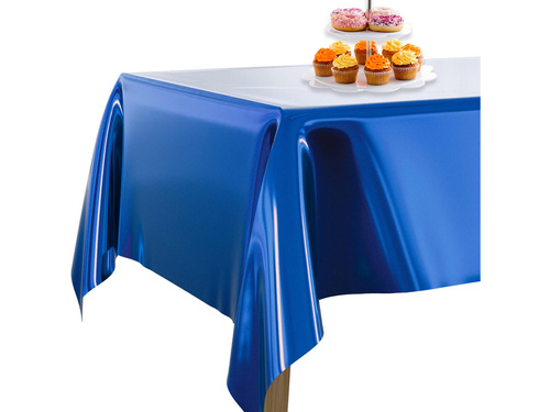 Navy blue Foil Plastic Table Cover - 137 x 183 cm