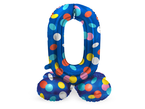 Number 0 Colorful Dots Standing Foil Balloon - 72 cm - 1 pc