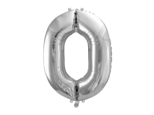 Number 0 Silver SuperShape Foil Balloon - 86 cm - 1 pc