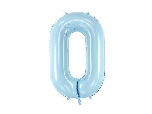 Number 0 sky blue SuperShape Foil Balloon - 86 cm - 1 pc