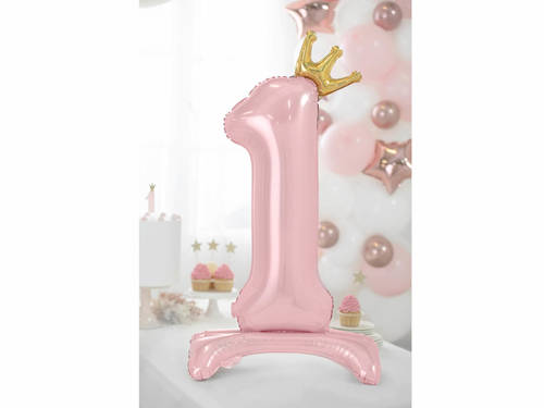 Number 1 Pastel Pink Standing Foil Balloon - 84 cm - 1 pc