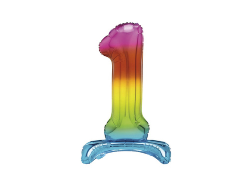 Number 1 Rainbow Standing Foil Balloon - 76 cm - 1 pc