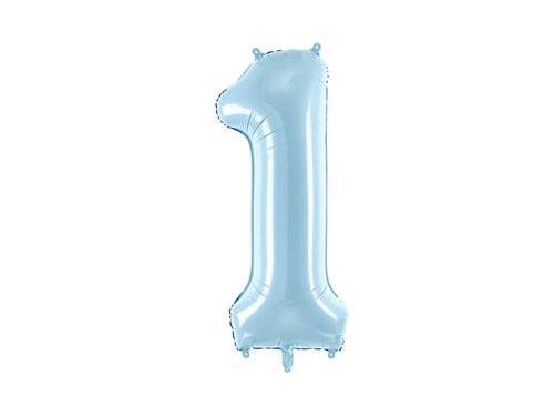 Number 1 sky blue SuperShape Foil Balloon - 86 cm - 1 pc