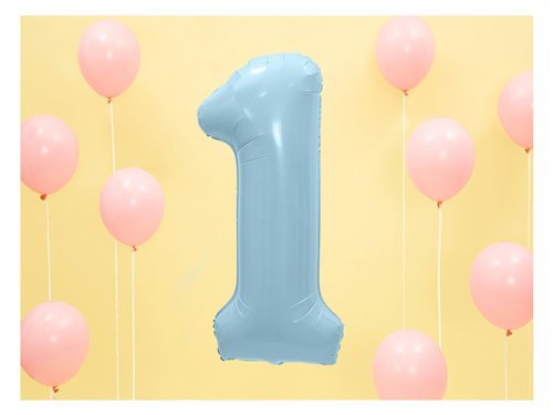 Number 1 sky blue SuperShape Foil Balloon - 86 cm - 1 pc