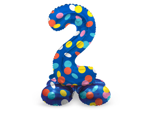 Number 2 Colorful Dots Standing Foil Balloon - 72 cm - 1 pc