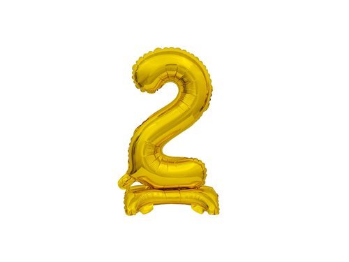 Number 2 Gold Standing Foil Balloon - 38 cm - 1 pc