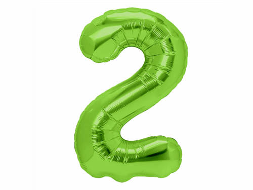 Number 2 Green Foil Balloon - 100 cm - 1 pc