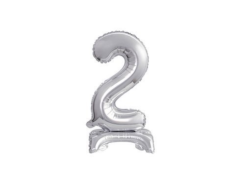 Number 2 Silver Standing Foil Balloon - 38 cm - 1 pc