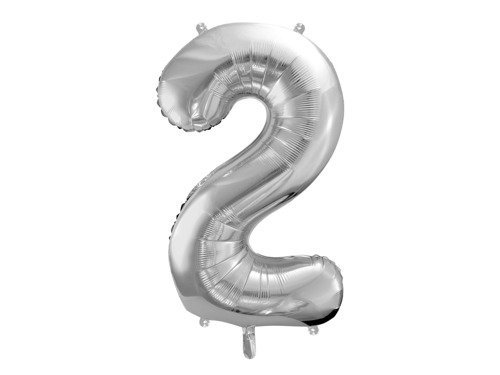 Number 2 Silver SuperShape Foil Balloon - 86 cm - 1 pc