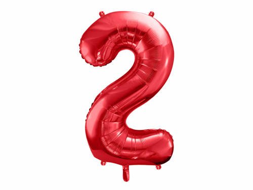 Number 2 red Foil Balloon - 86 cm - 1 pc