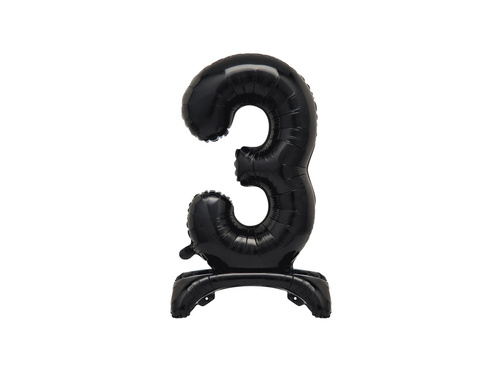 Number 3 Black Standing Foil Balloon - 76 cm - 1 pc