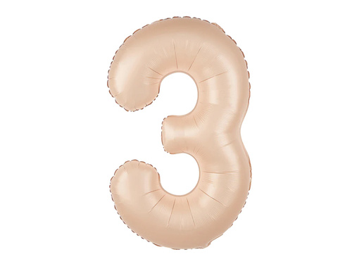 Number 3 Carmel Foil Balloon - 100 cm - 1 pc