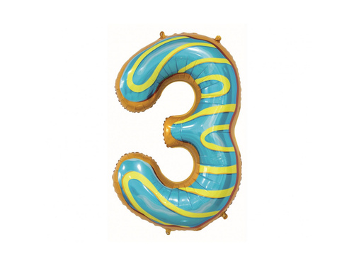 Number 3 Cookie Foil Balloon - 78 cm - 1 pc