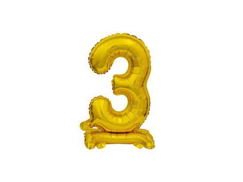 Number 3 Gold Standing Foil Balloon - 38 cm - 1 pc