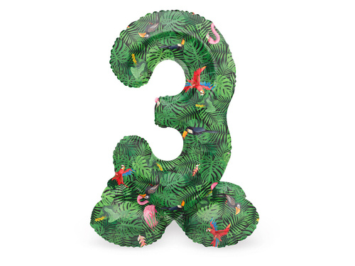 Number 3 Jungle Vibe Standing Foil Balloon - 41 cm - 1 pc