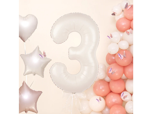 Number 3 Milk Cream Foil Balloon - 100 cm - 1 pc