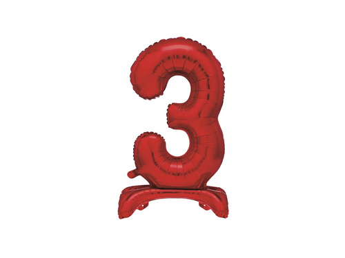 Number 3 Red Standing Foil Balloon - 76 cm - 1 pc