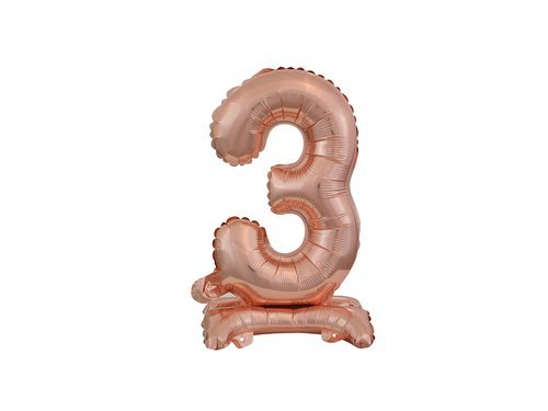 Number 3 Rose Gold Standing Foil Balloon - 38 cm - 1 pc